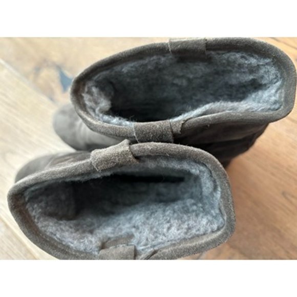 Sundance Catalogue Ashville Gray Suede Shearling Mid Calf Snow Boots Stitch 9.5 - Picture 7 of 11